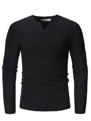 Plain V-neck Slim Mens Casual T-shirts