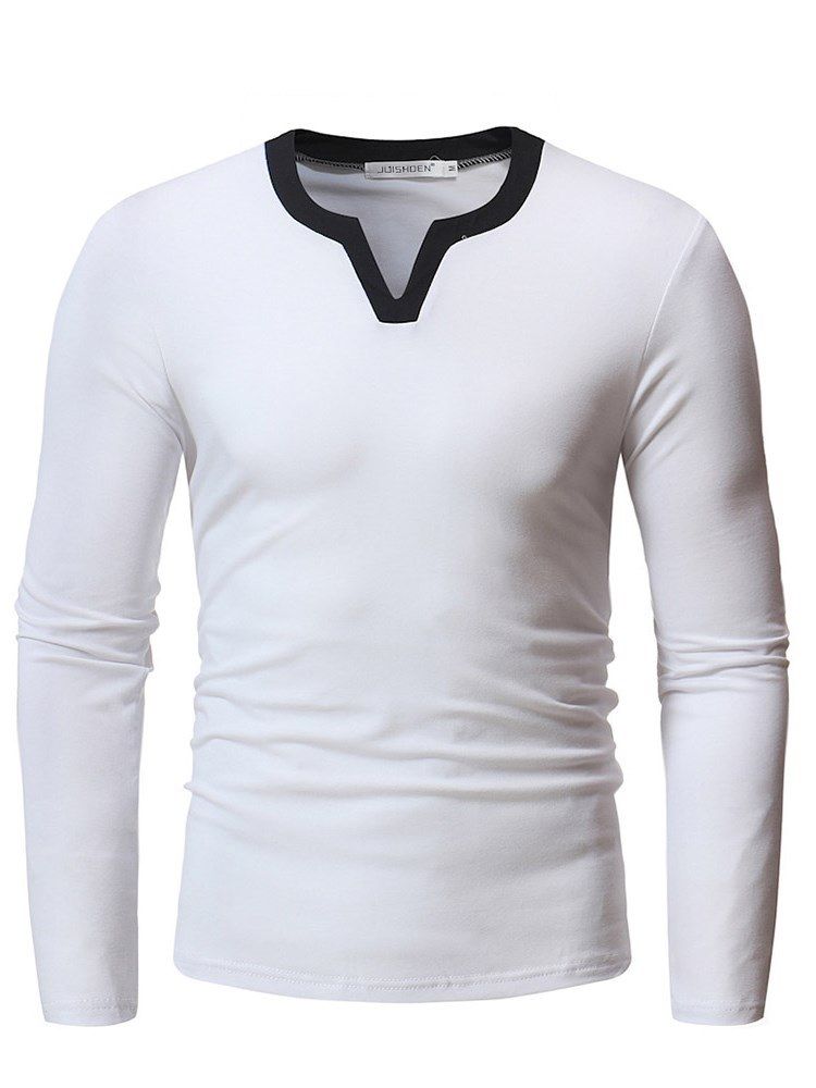 Plain V-neck Slim Mens Casual T-shirts