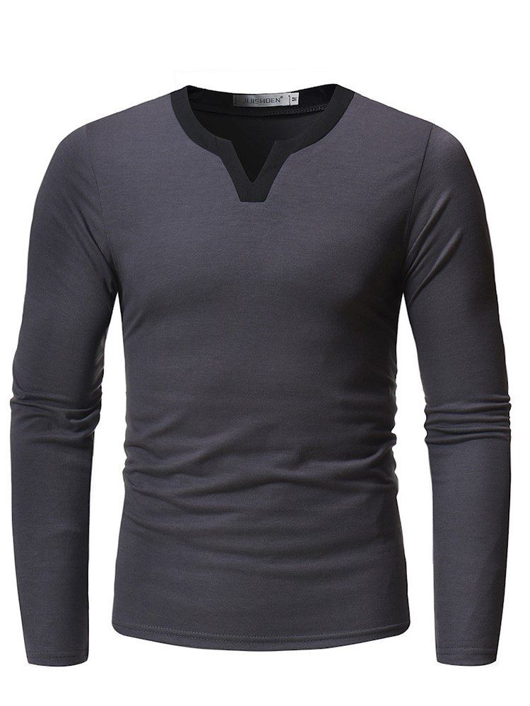 Plain V-neck Slim Mens Casual T-shirts