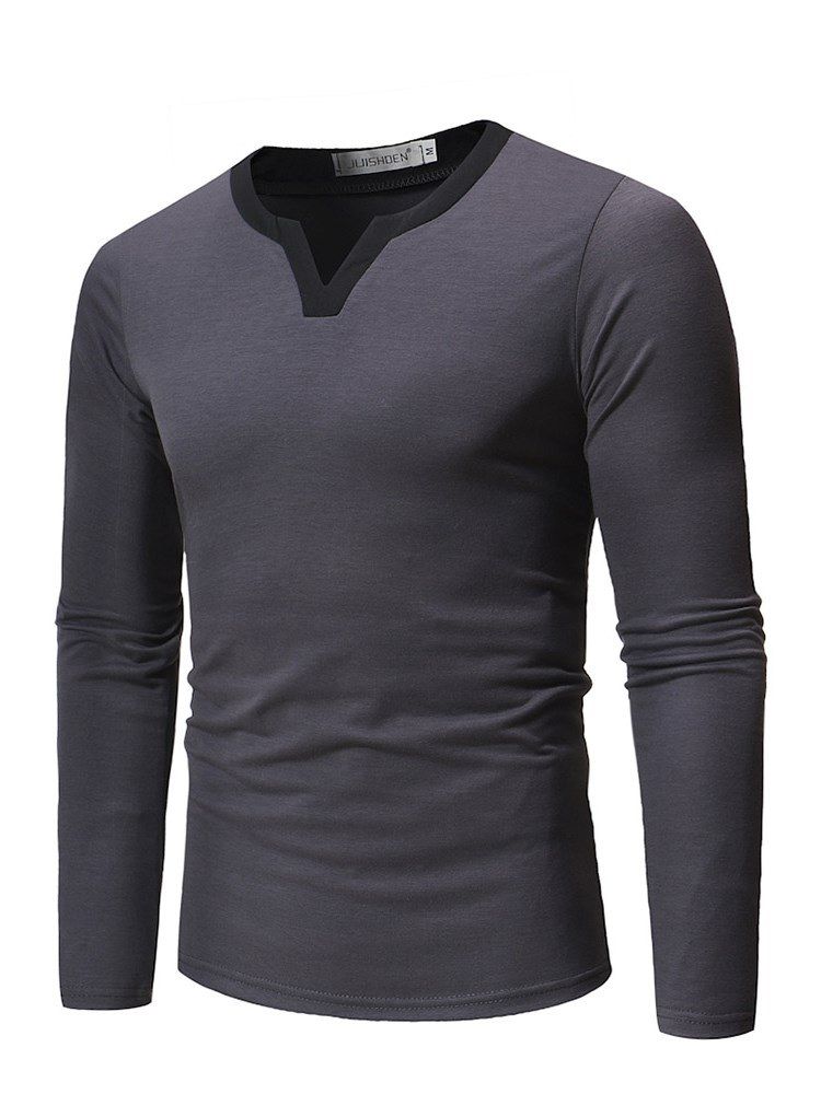 Plain V-neck Slim Mens Casual T-shirts