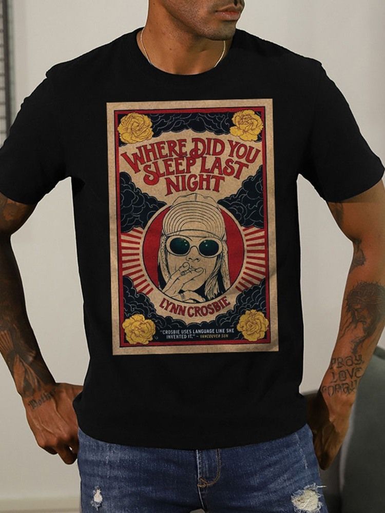 Print Round Neck Skull Pullover Slim T-shirt Herr