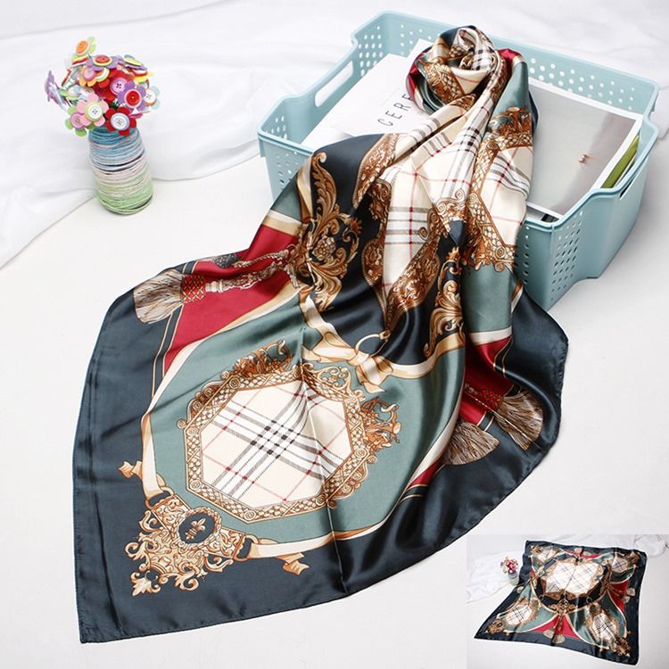 Dam Charmeuse Print Color Block Sweet Scarves