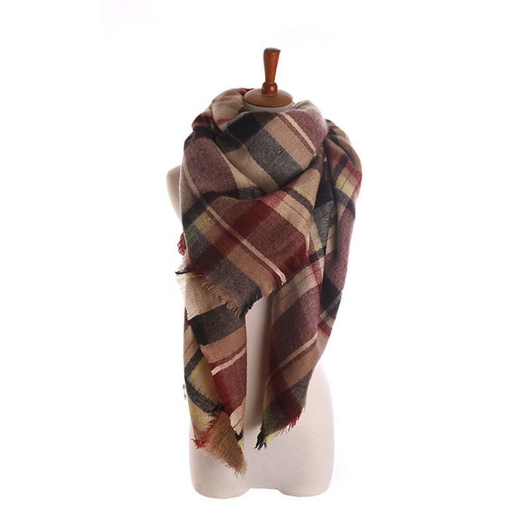 Dam Imitation Cashmere Print Rectangle Plaid Scarves