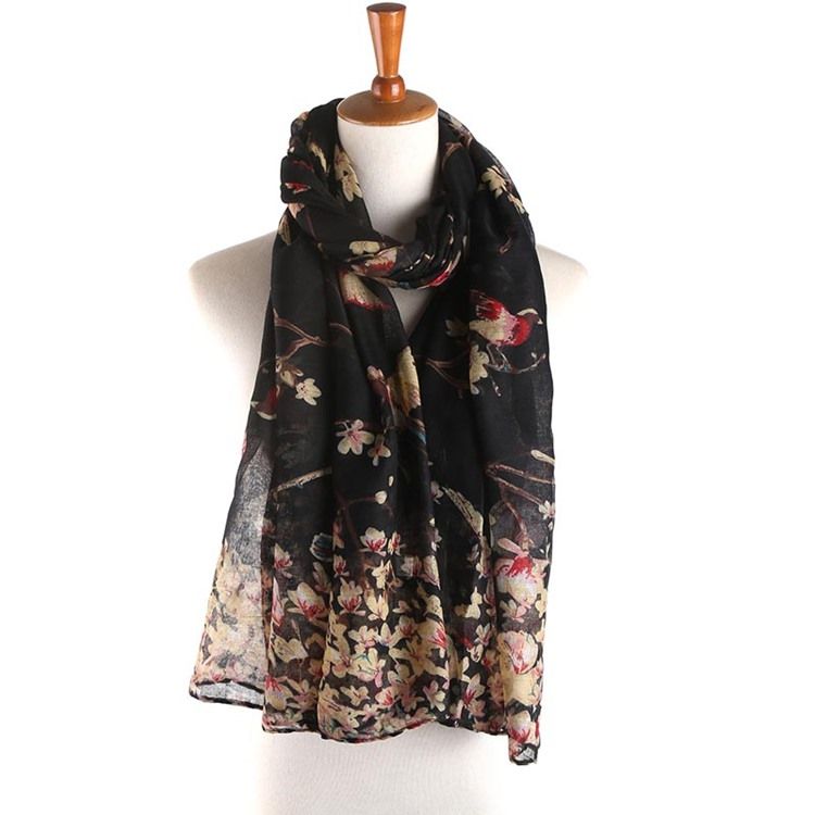 Kvinnors Voile Vintage Print Floral Scarves