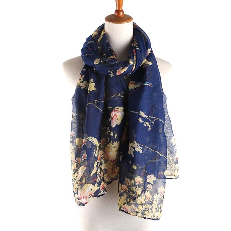 Kvinnors Voile Vintage Print Floral Scarves