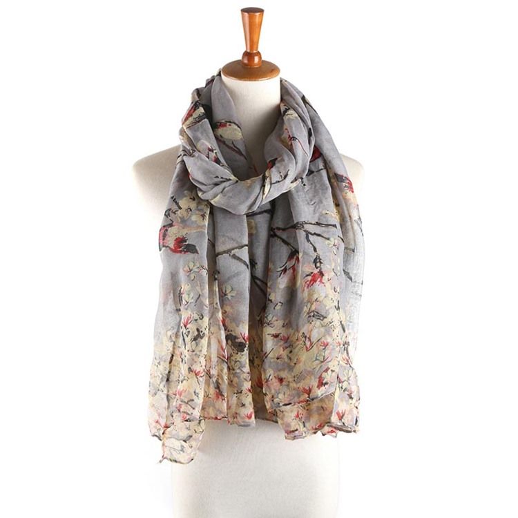 Kvinnors Voile Vintage Print Floral Scarves