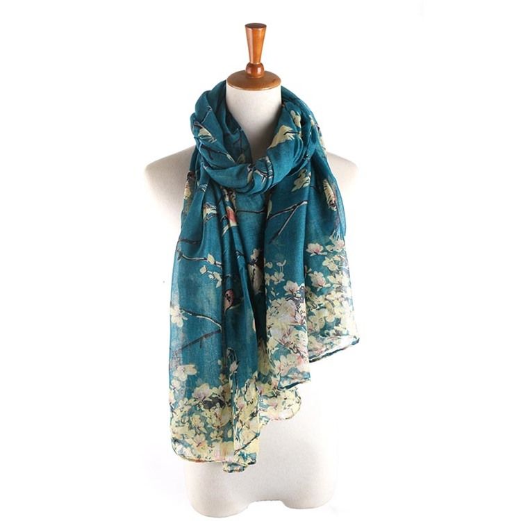 Kvinnors Voile Vintage Print Floral Scarves