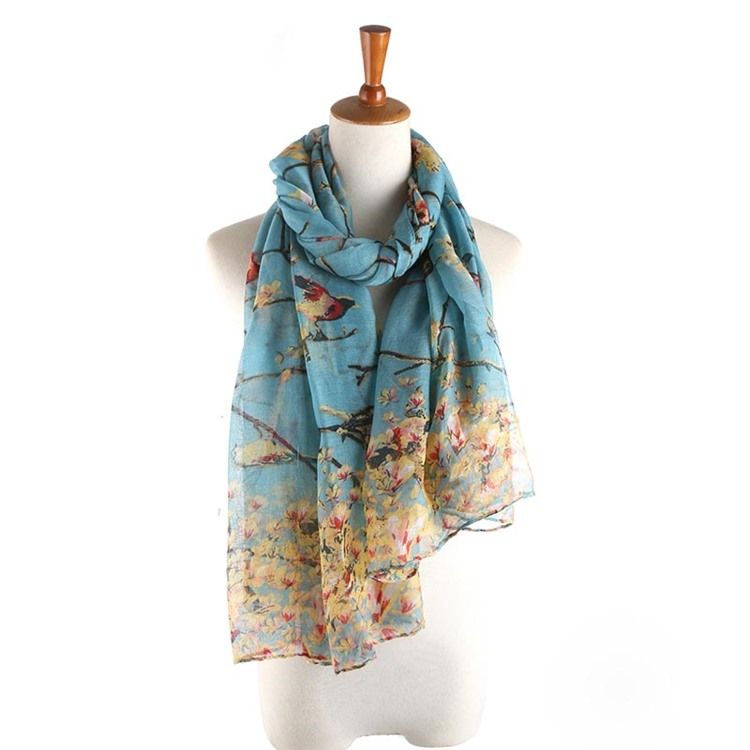 Kvinnors Voile Vintage Print Floral Scarves