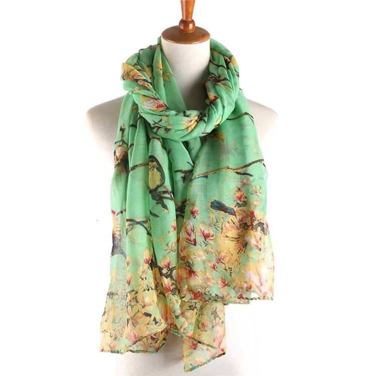 Kvinnors Voile Vintage Print Floral Scarves