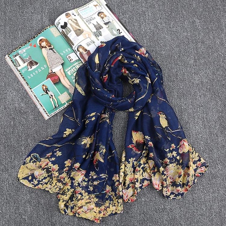 Kvinnors Voile Vintage Print Floral Scarves