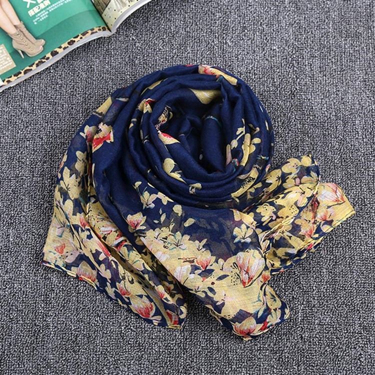 Kvinnors Voile Vintage Print Floral Scarves