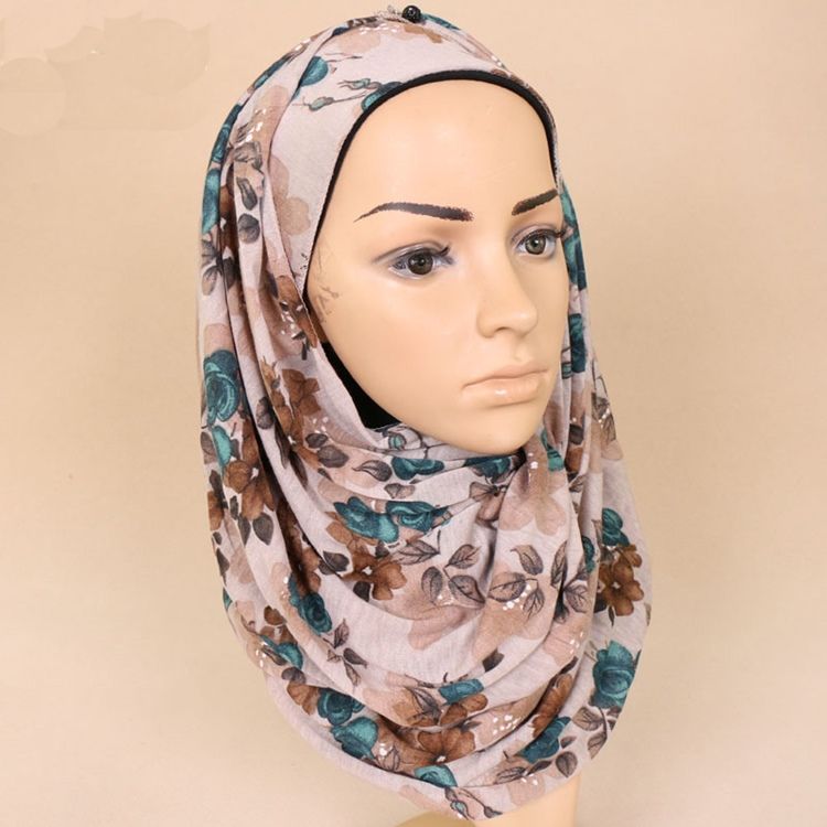 New Style Muslim Floarl Scarf För Kvinnor