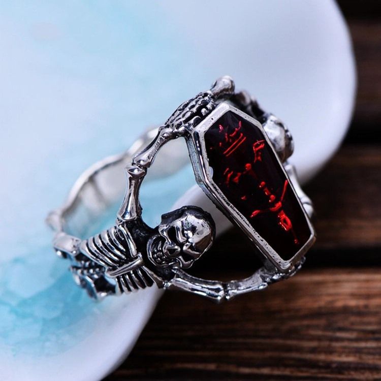 Brons Two Skull Men's Ring