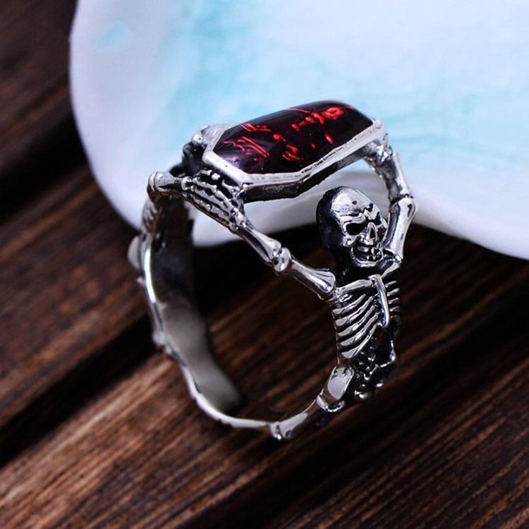 Brons Two Skull Men's Ring