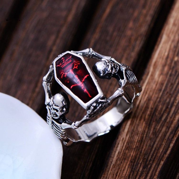 Brons Two Skull Men's Ring