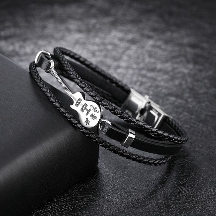 Guitar Leather Knit Men's Armband