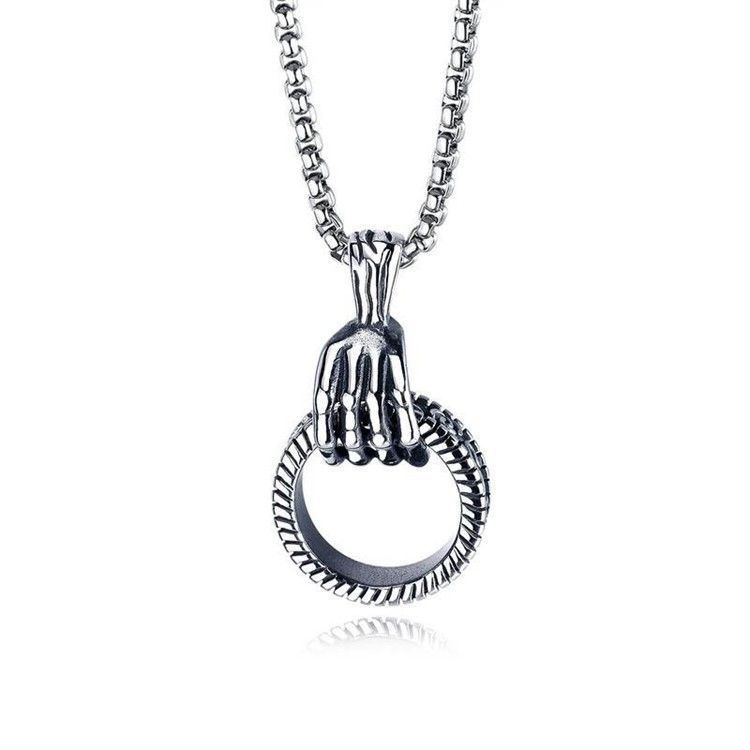 Hip Hop Claw Ring Necklace För Män