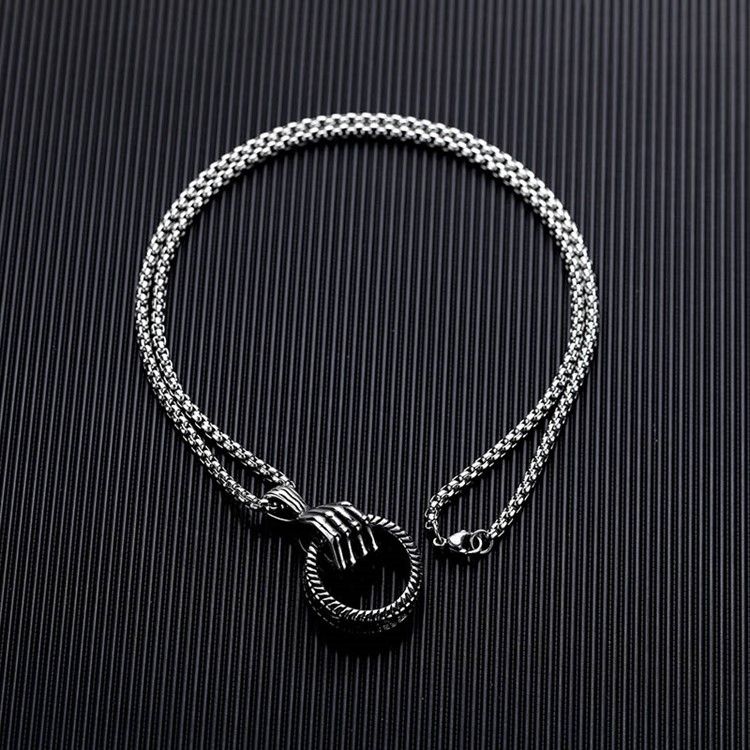 Hip Hop Claw Ring Necklace För Män