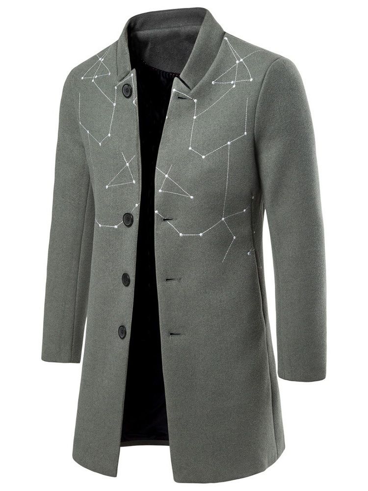 Color Block Button Stand Collar Korean Men's Coat