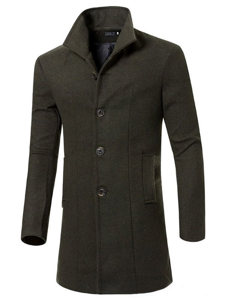 Lång Slim Enfärgad Herr Trenchcoat