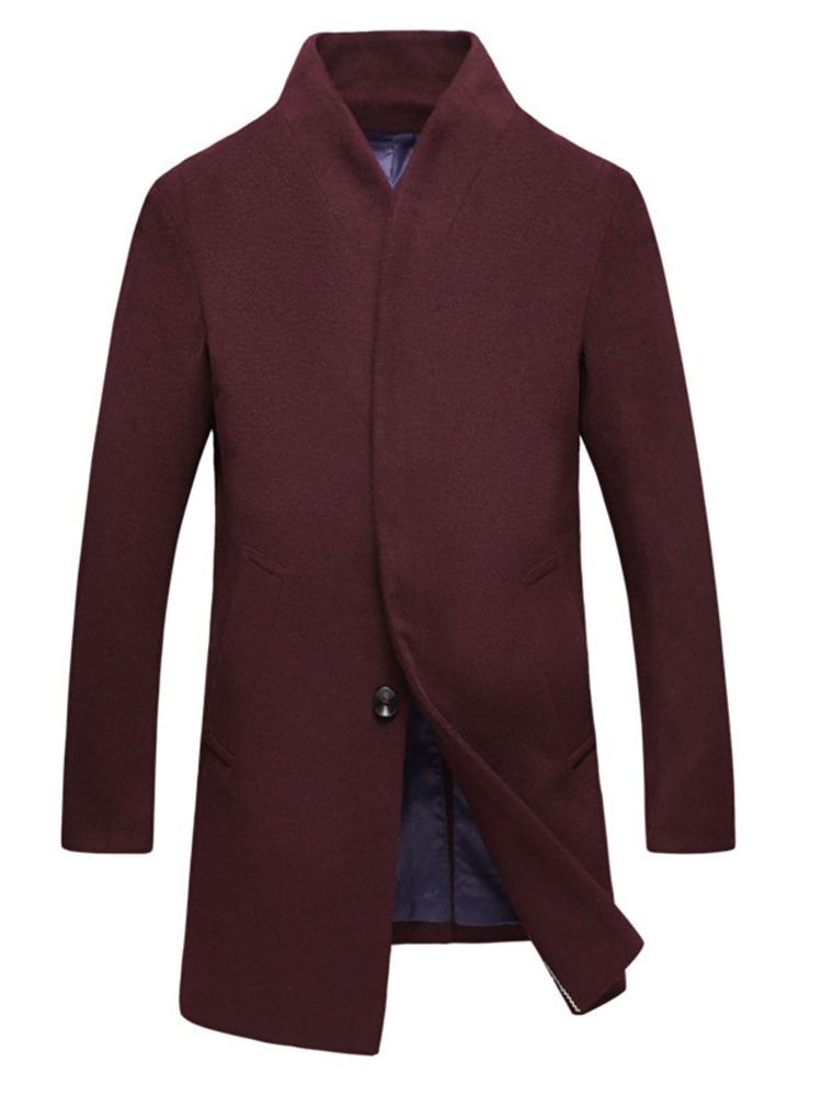 Mid-length Button Plain A Line Single-breasted Men's Coat