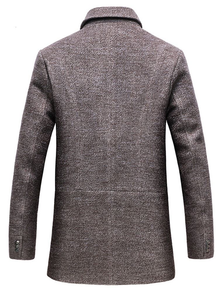 Plain Lapel Mens Mid-length Winter Wool Coats