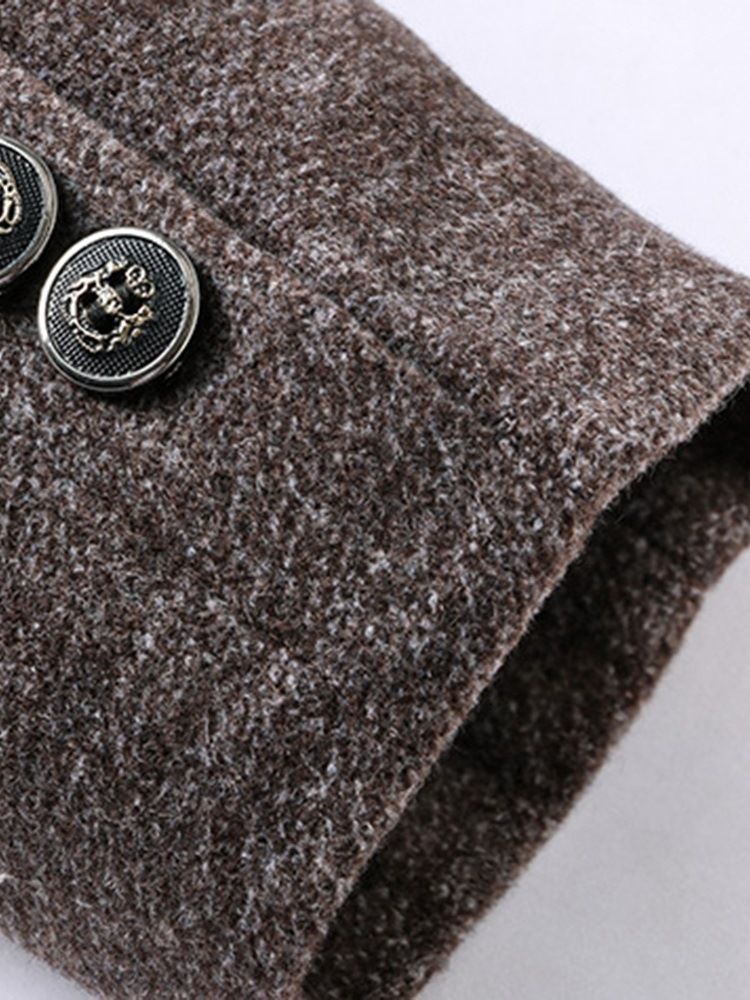 Plain Lapel Mens Mid-length Winter Wool Coats