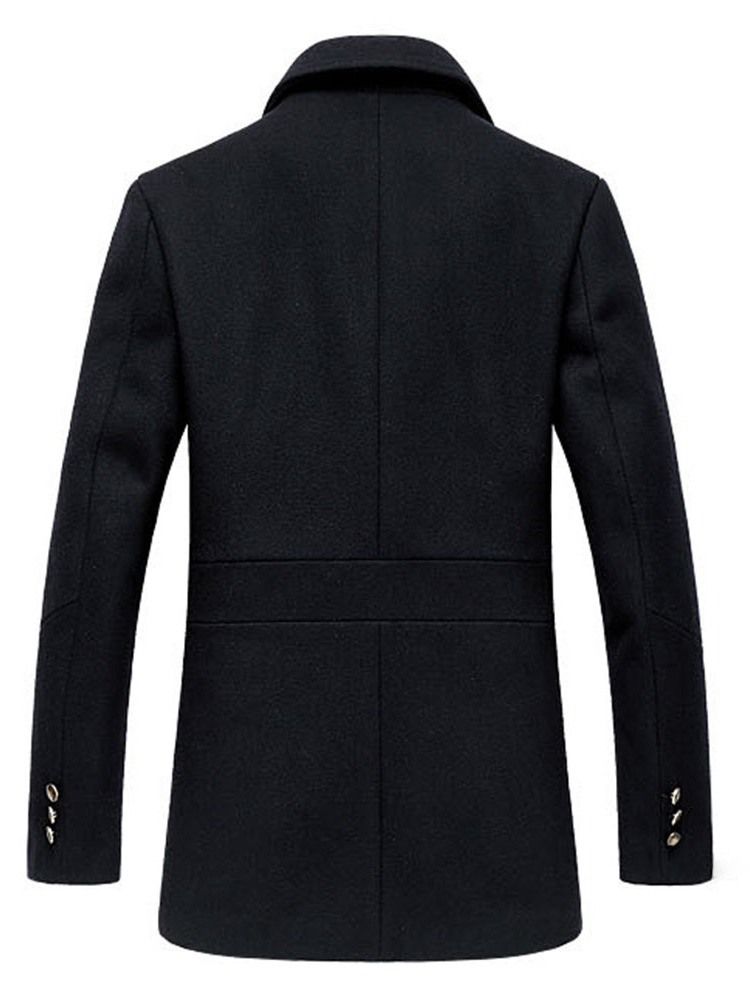 Plain Notch Lapel Mens Slim Slim Wool Coat