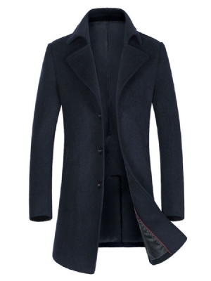 Plain Slim Mid-lapel Lapel Mens Casual Wool Coats