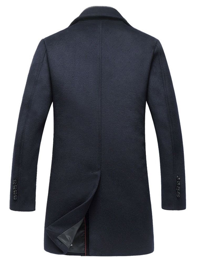 Plain Slim Mid-lapel Lapel Mens Casual Wool Coats