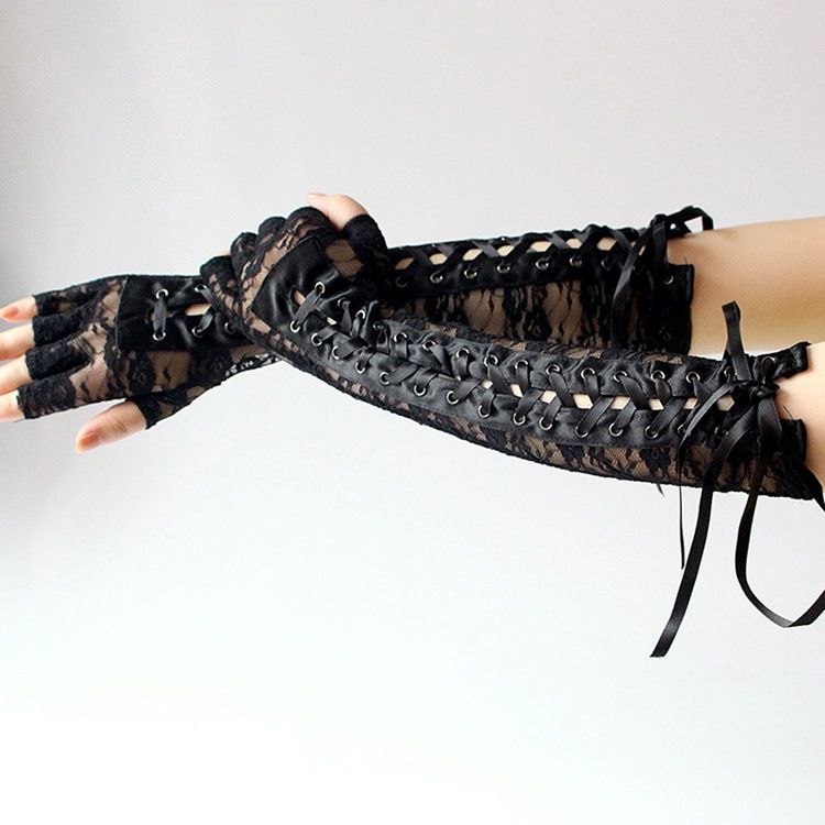 Halloween Gothic Lace Sexiga Handskar För Kvinnor