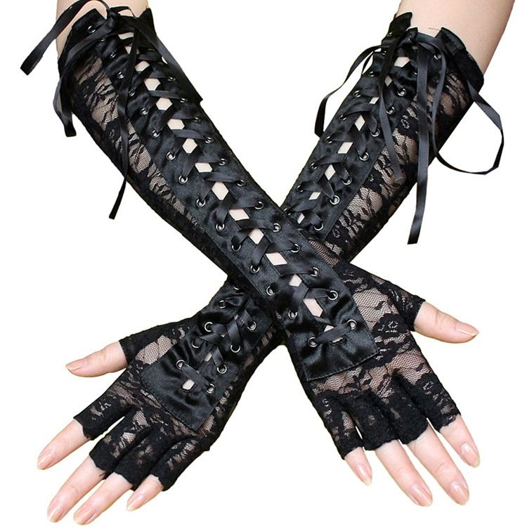 Halloween Gothic Lace Sexiga Handskar För Kvinnor