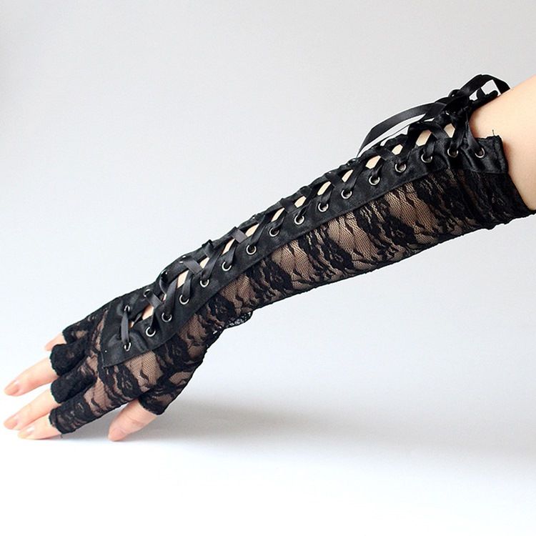 Halloween Gothic Lace Sexiga Handskar För Kvinnor