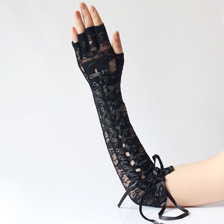 Halloween Gothic Lace Sexiga Handskar För Kvinnor