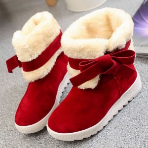 Bowknot Plain Hidden Elevator Heel Women's Snow Boots