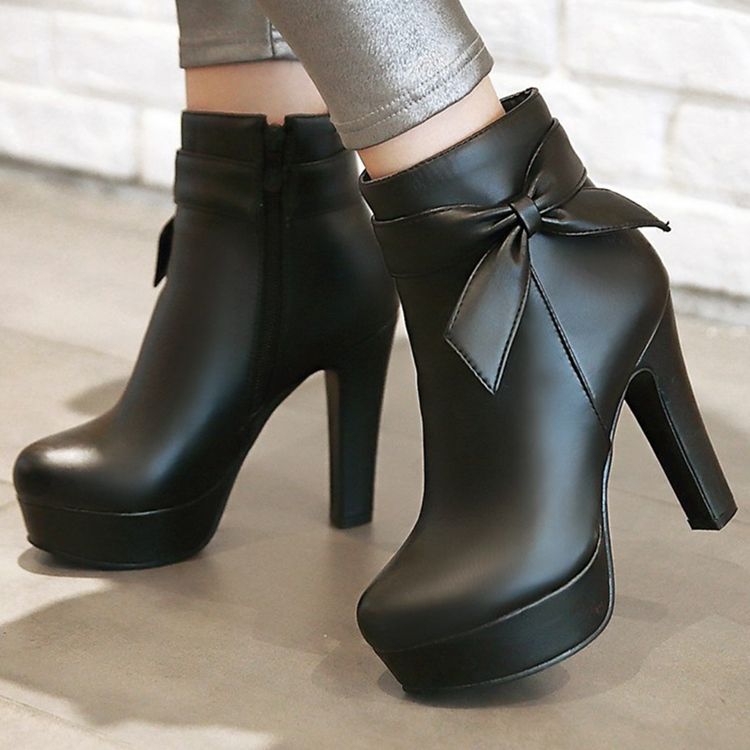 Charming Bowtie Platform Knight Boots För Kvinnor