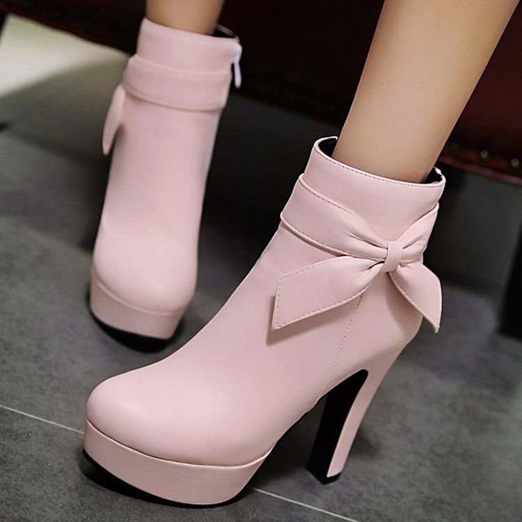 Charming Bowtie Platform Knight Boots För Kvinnor