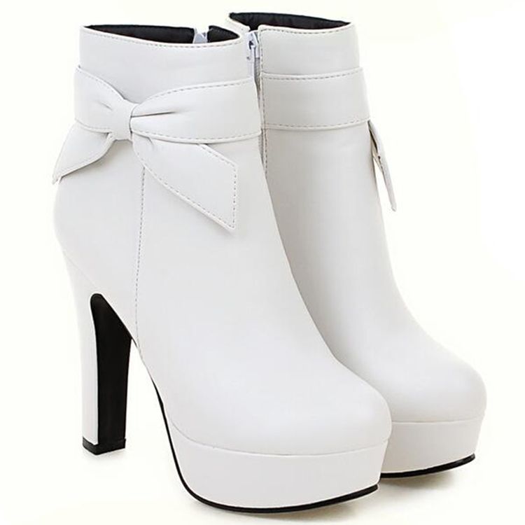 Charming Bowtie Platform Knight Boots För Kvinnor