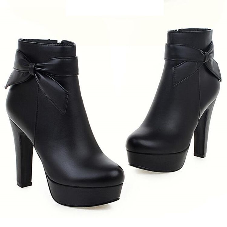 Charming Bowtie Platform Knight Boots För Kvinnor