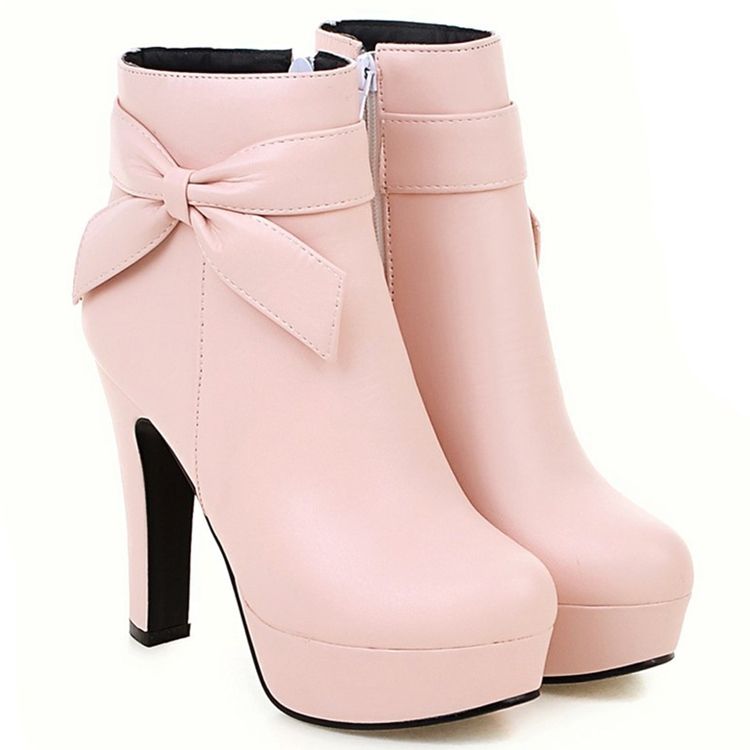 Charming Bowtie Platform Knight Boots För Kvinnor