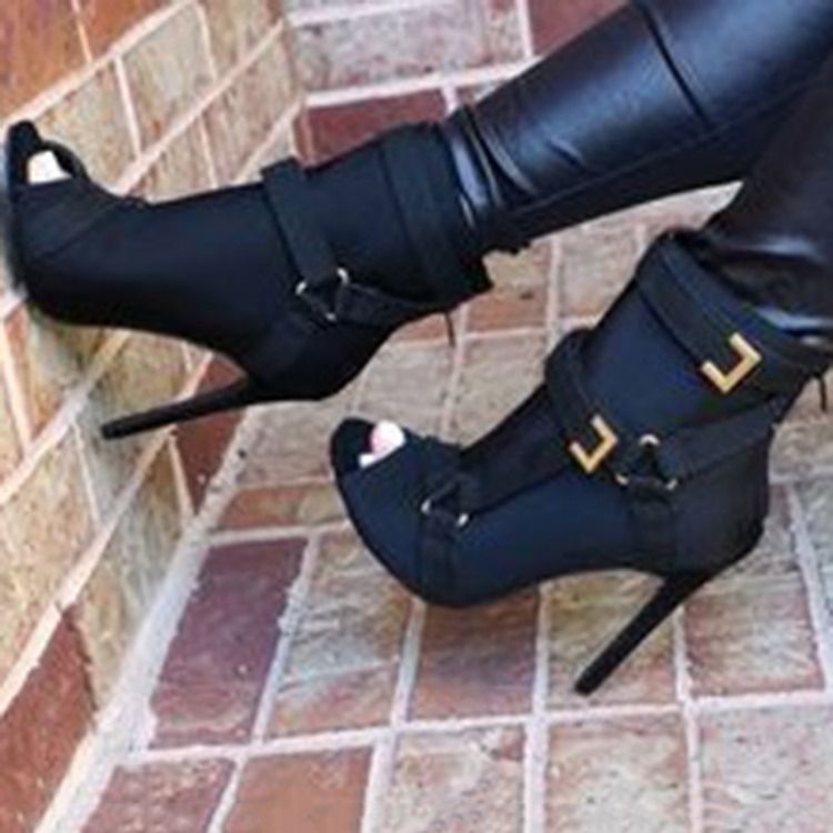 Kvinnor Plain Back Zip Stiletto Heel Casual Boots