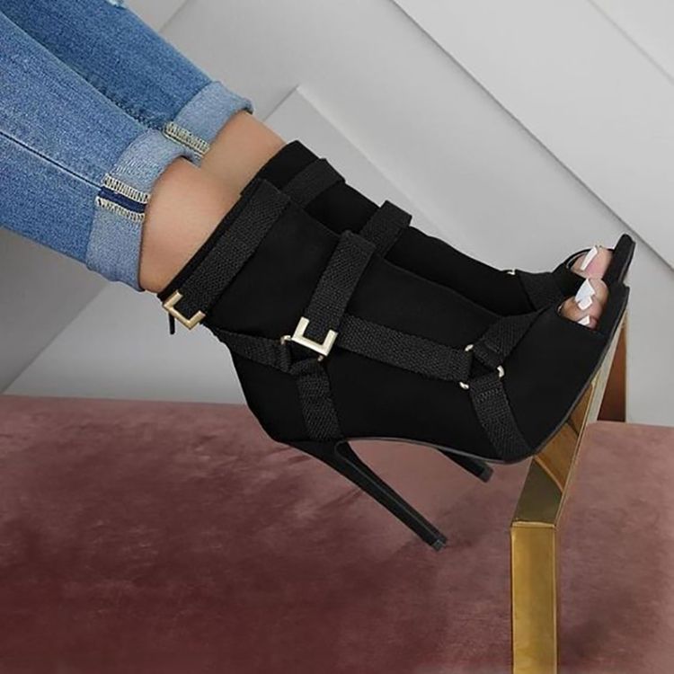 Kvinnor Plain Back Zip Stiletto Heel Casual Boots