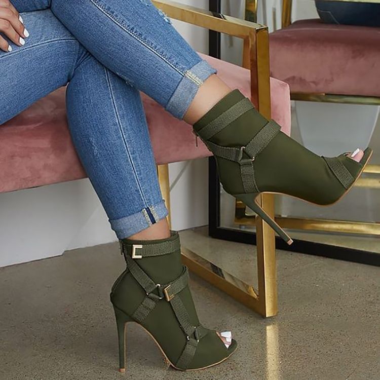 Kvinnor Plain Back Zip Stiletto Heel Casual Boots