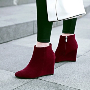 Kvinnor Plain Spetsig Tå Wedge Heel Ankle Boots