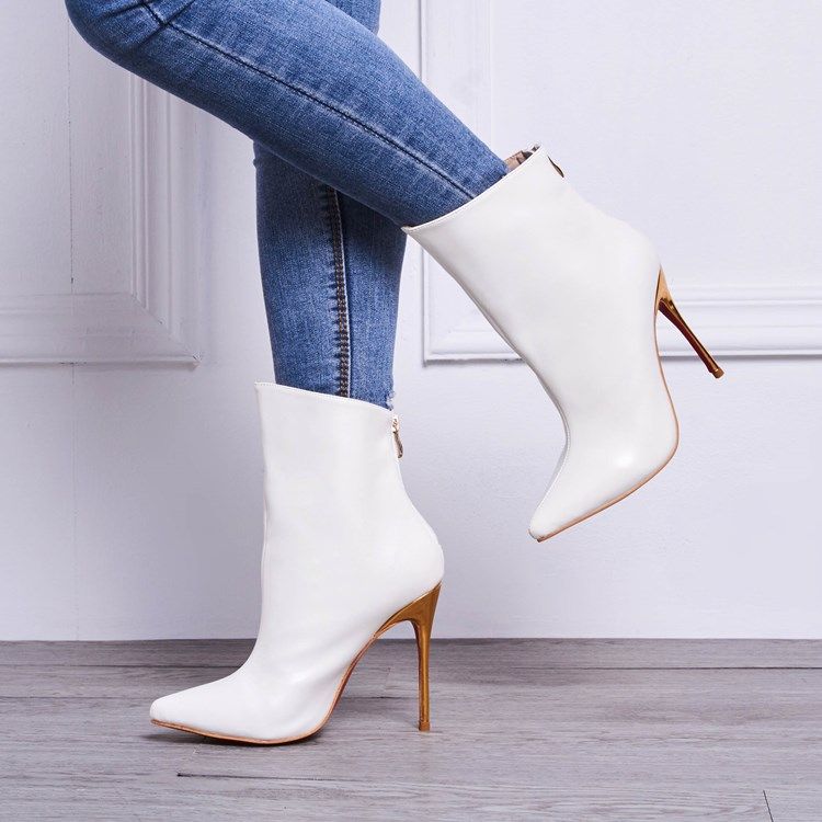 Kvinnor White Point Toe Ultra High Heel Boots