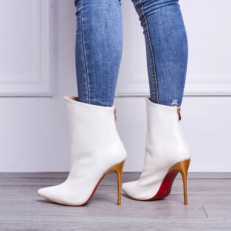 Kvinnor White Point Toe Ultra High Heel Boots