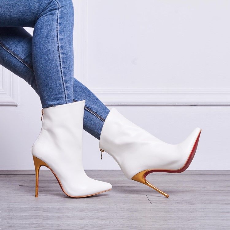 Kvinnor White Point Toe Ultra High Heel Boots