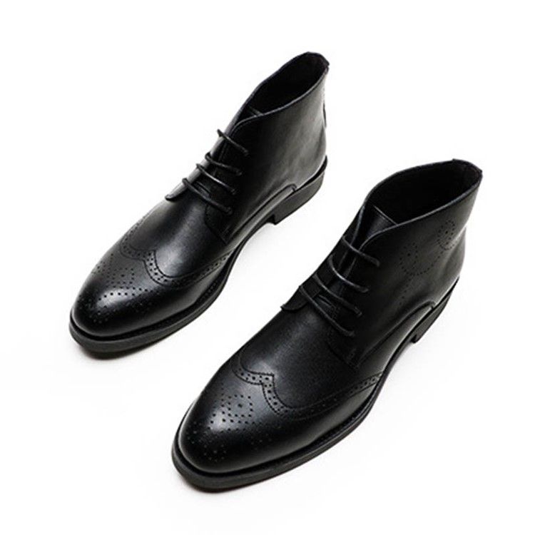 Lace-up Front Plain Round Toe Herrskor