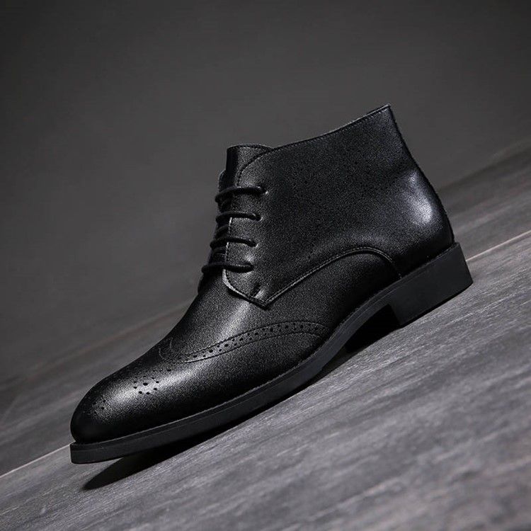 Lace-up Front Plain Round Toe Herrskor