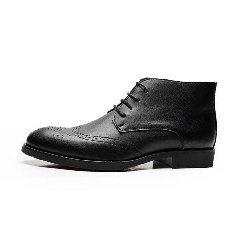 Lace-up Front Plain Round Toe Herrskor